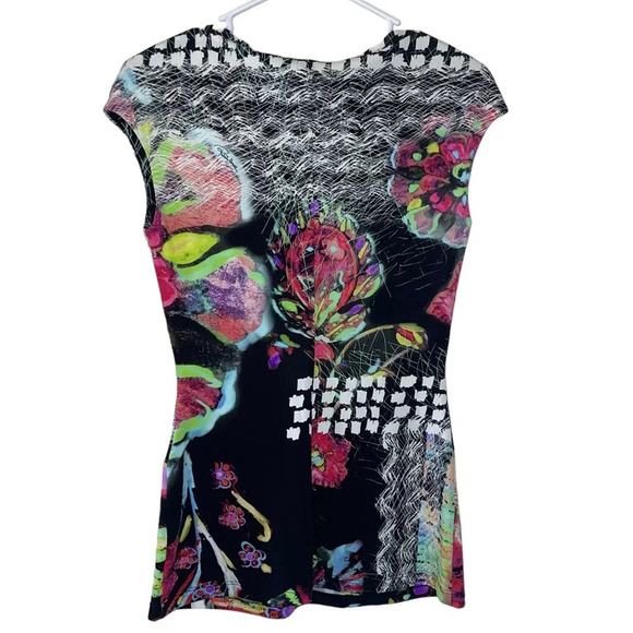 Roberto Cavalli Colorful Black Floral Blouse Women’s Size 42 Designer Preppy - Picture 2 of 13